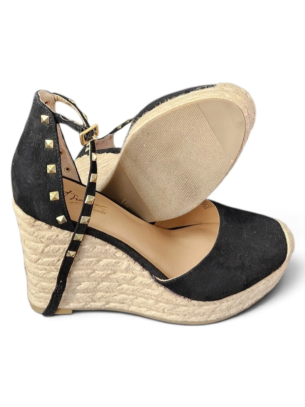 Women’s Black Espadrille Platform Ankle-Strap Wedges